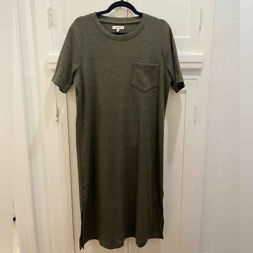 Madewell Olive Midi Sweater Dress with Pocket